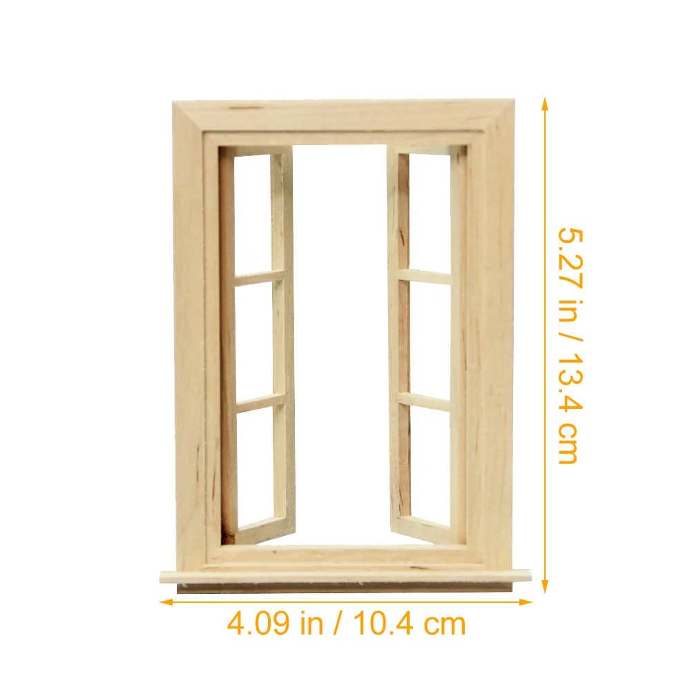 Mini casa de muñecas con puerta en miniatura, 6 ventanas, accesorios, muebles de madera maciza para bebés, juguetes