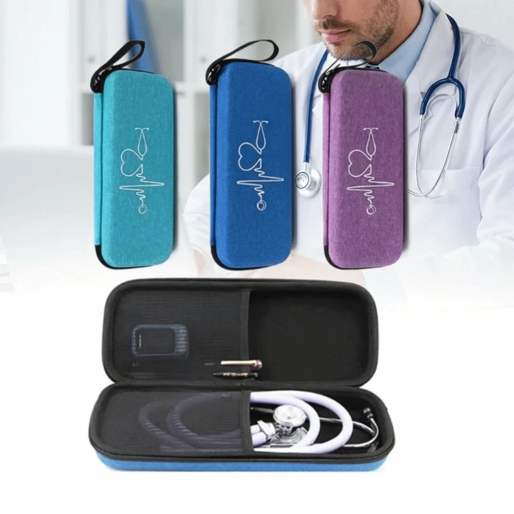 Multi-functional EVA Stethoscope Storage Bag Shockproof Hard Shell Portable Storage Box Mesh Pockets Empty Nurse Case Travel