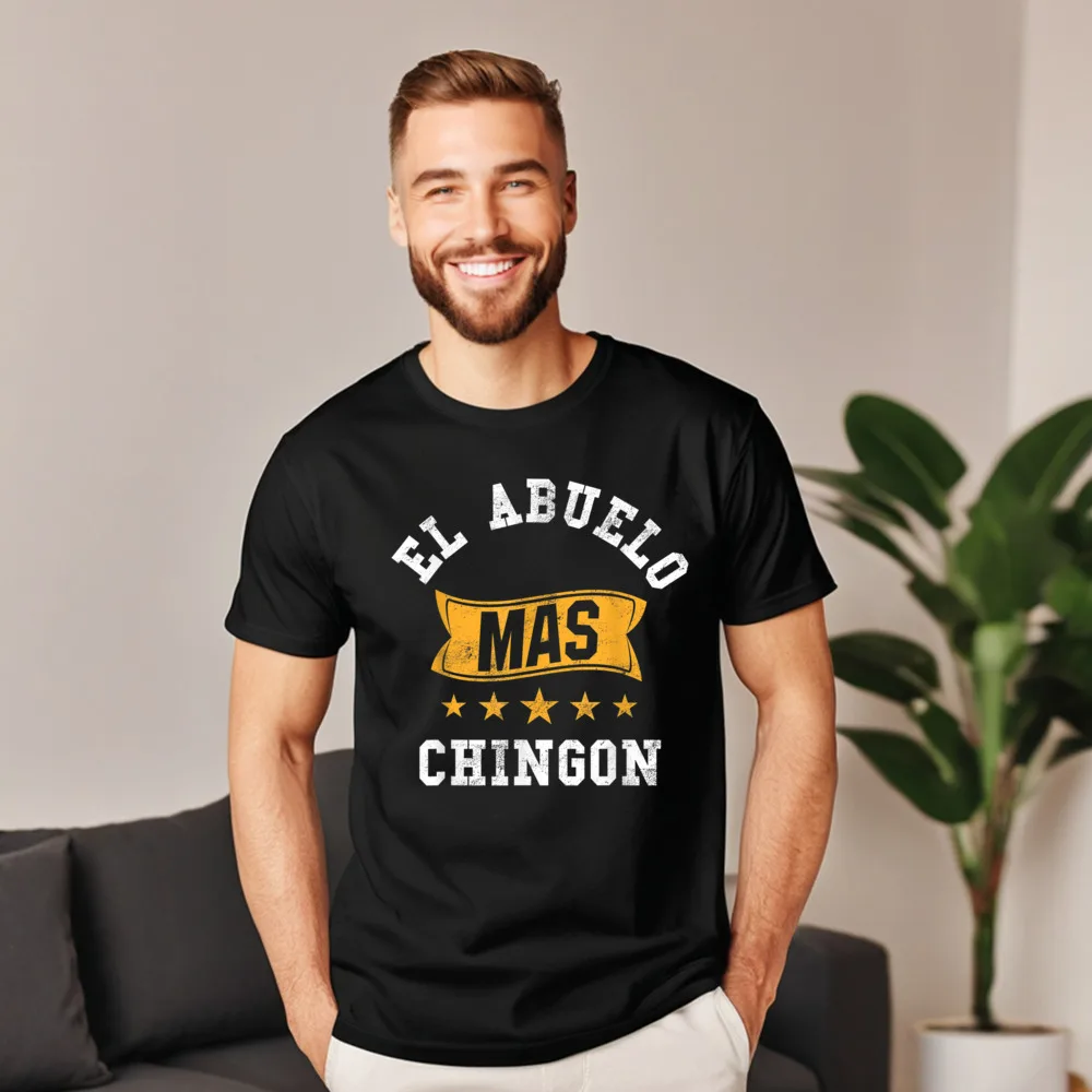 Funny Mens T-Shirt Crew Neck Short Sleeve Premium Cotton El Abuelo Mas Chingon T Tops & Tees Printed On Tops Tees