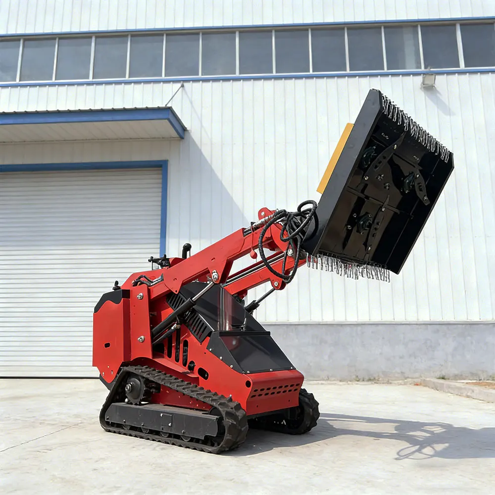 Mini Skid Steer Loader Diesel  Track Loader With Lawn Mower Attachment Hydraulic Compact Crawler China Machine