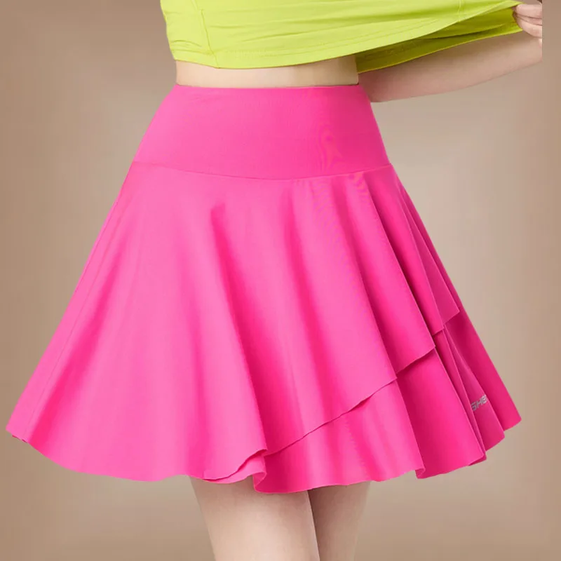 Fashionable Sporty  Skirt High Waist Elastic Waist Training Skirt for Running Anti-Light Fitness Dance with Pockets
