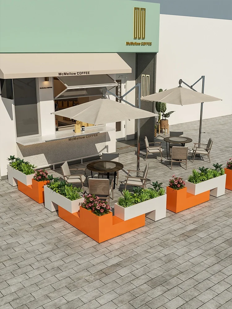 

&Outdoor Wrought-Iron Flower Beds Partition Planters Commercial Street Railings Customizable Outdoor Furniture Dining Store