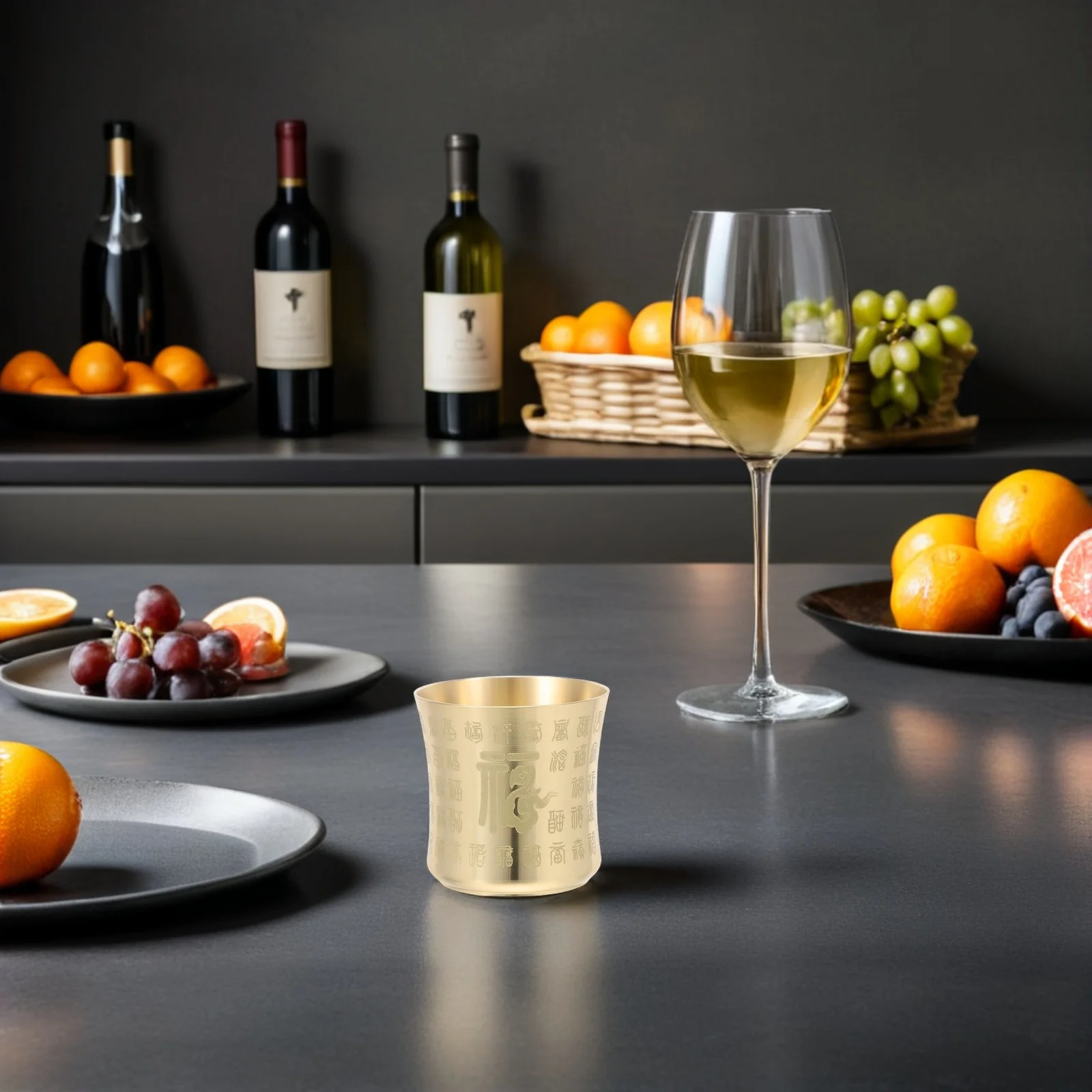 

2Pcs Brass Tea Cup Kung Fu Teacup Retro Design Multifunctional Use Meditation Bowl Holy Water Bowl Retro Goblet