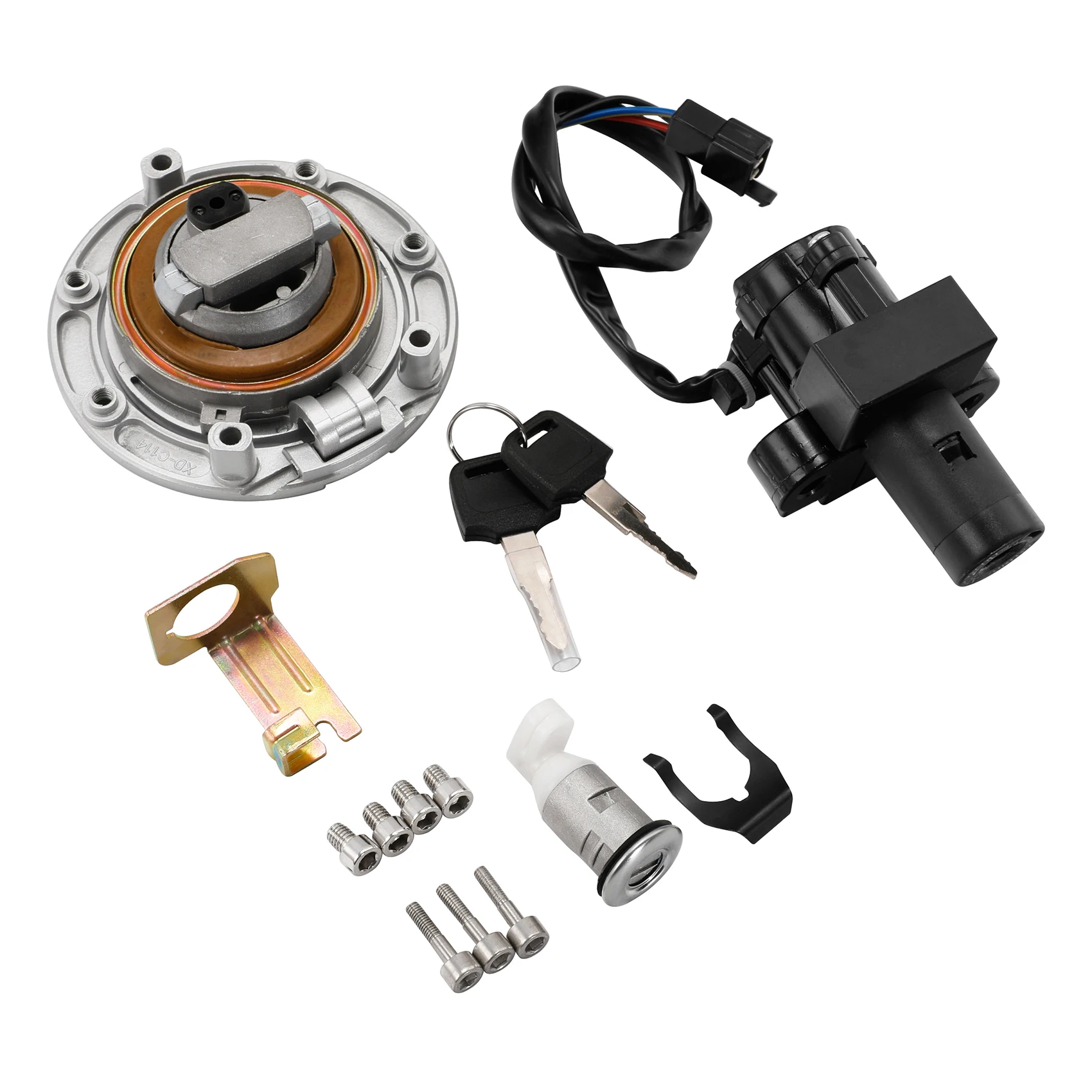 Motorcycle Fuel Gas Cap & Ignition Switch Lock Key Set For Honda CB400 1993-1998 1994 1995 1996 1997 Aluminum&plastic