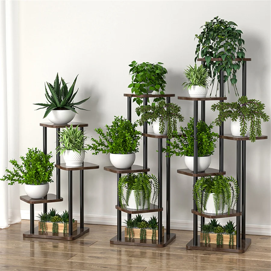 Plant Stand Pot Rack Wooden Shelf Stand For Flowers Balcony Display 4/5/6 Layer Flower Stand Multiple Flowerpot Holder Organizer