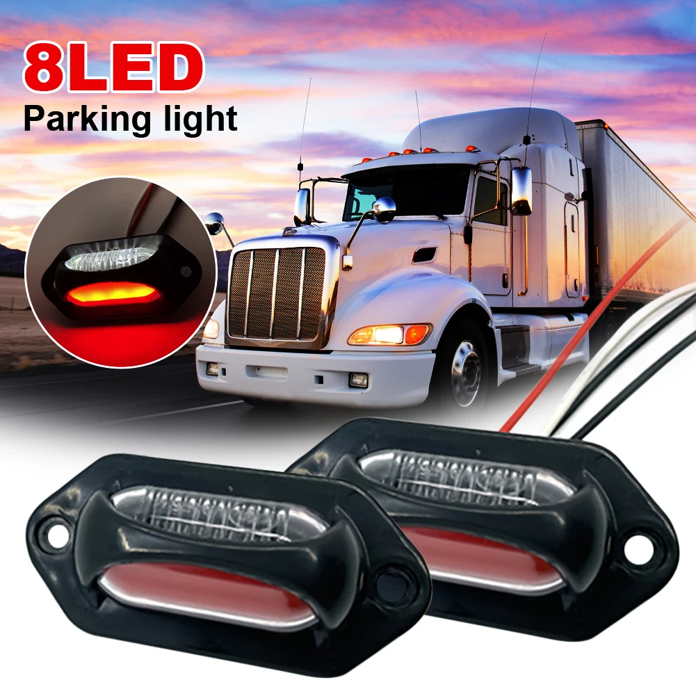 

4pcs 8LED Truck Trailer LED Side Marker Lights 12V 24V License Plate Light LED Lorry Tractor RV Pickup Clearance Parking Light