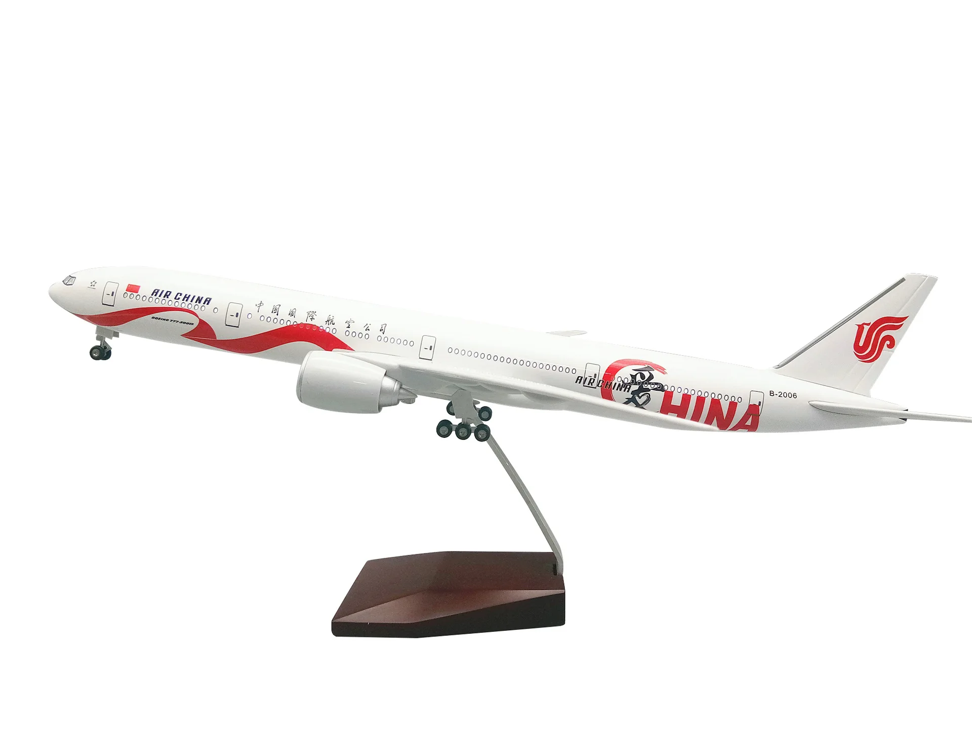 

Boeing 777 Air China Patriotic Voice Activated Lights Landing Gear Wheels Gift Ornament Plane Model