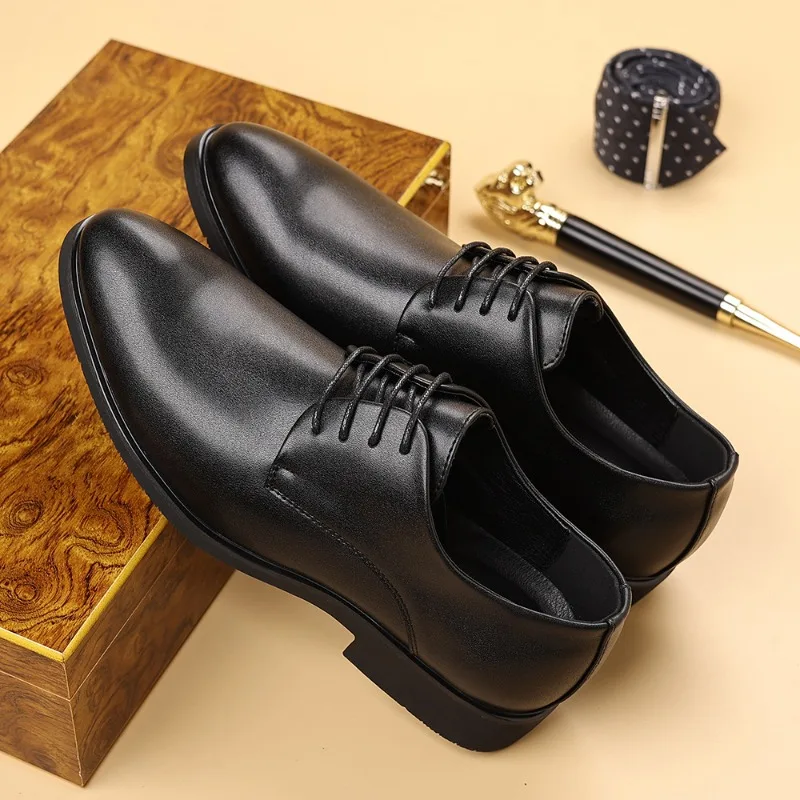 

Men's Dress Shoes Wedding Shoes Luxury Leather Shoe Trend Round Toe Banquet Social Shoe Man Soft Comfort Lace-Up Business Shoes