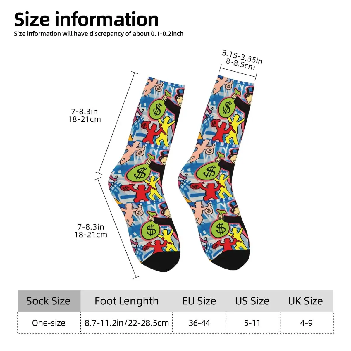 Monopoly Man Funny Socks Hiking 3D Print Boy Girls Mid-calf Sock