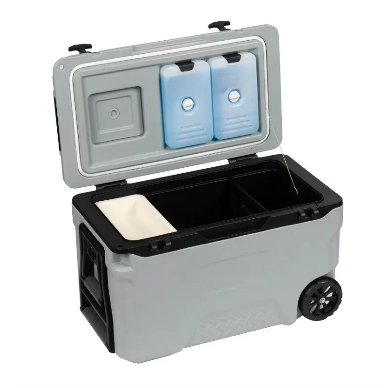 40QT Lunch Outdoor Insulated Refrigerator Large Blow-Molded Plastic Cooler Box with Handle