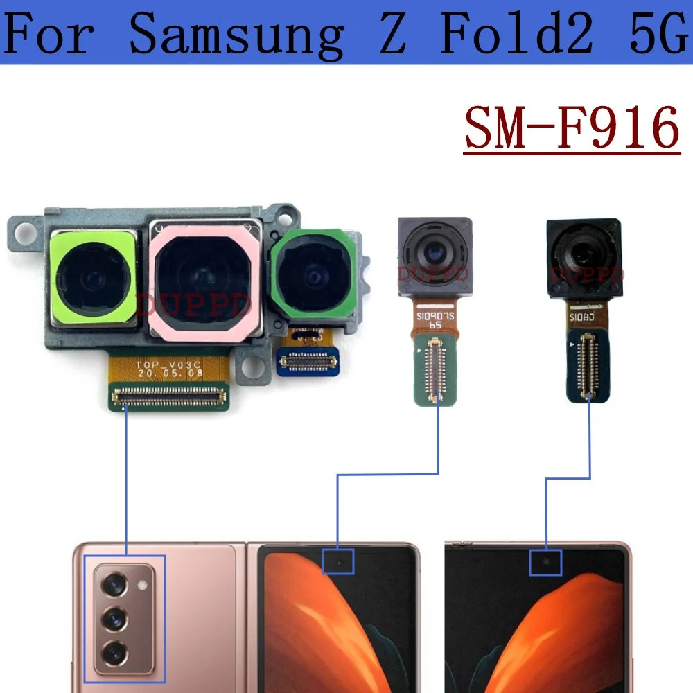 Front Rear Camera For Samsung Galaxy Z Fold2 5G SM-F916B F916N Frontal Selfie Small Back Main Camera Module Flex Cable Z Fold 2