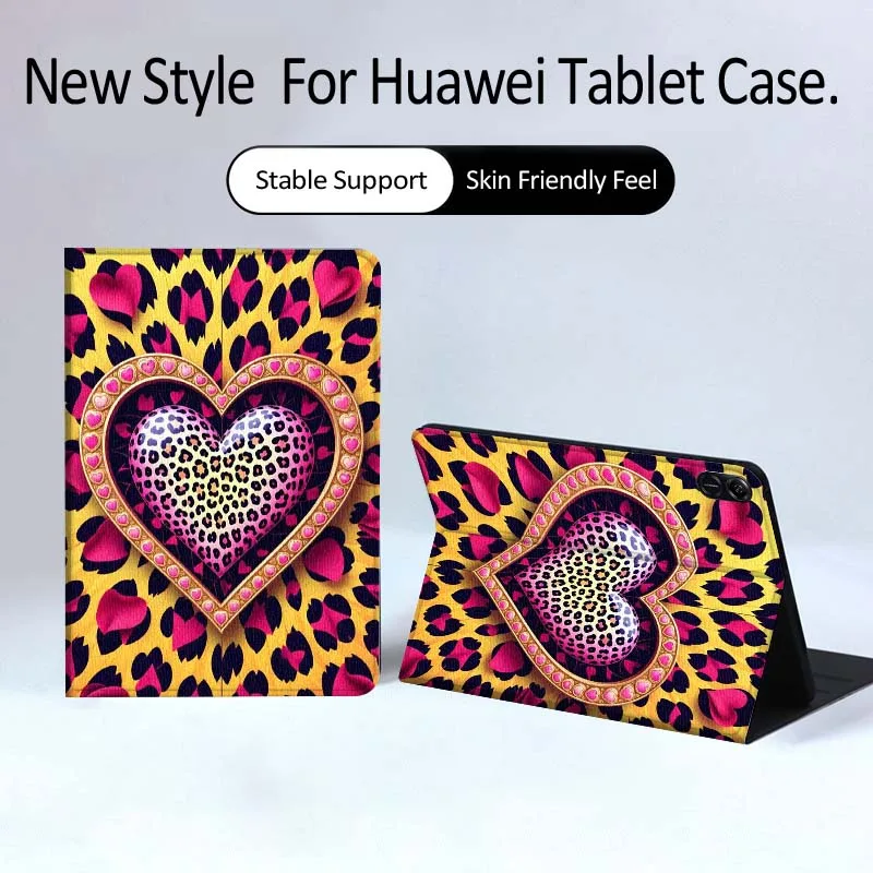 

Cartoon Leopard Heart Pattern Tablet Case For Huawei MatePad Pro Air 12 X Honor Pad 8 V8 9 13 GT GT2 3 12.6 13.3 Inch
