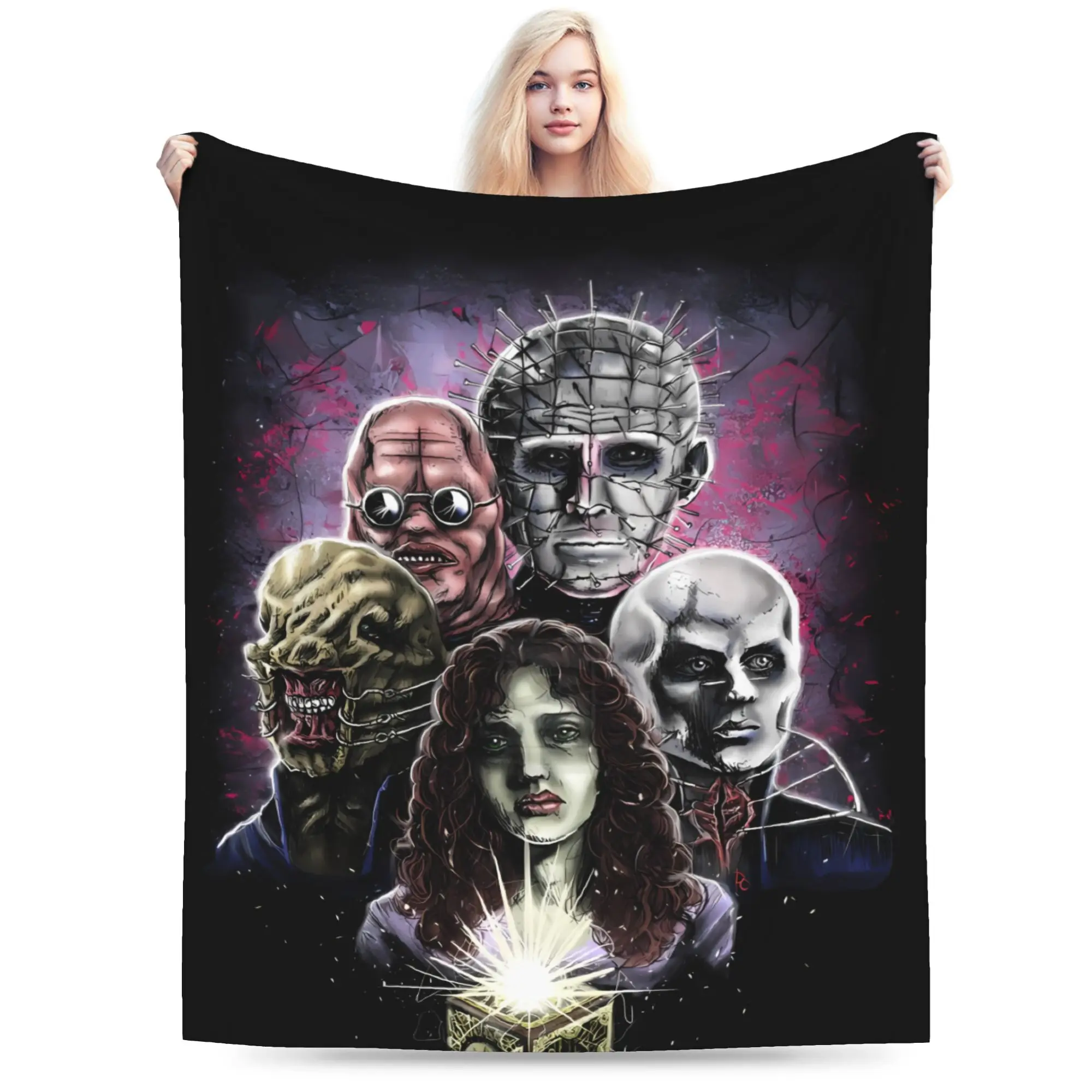 Hellraiser Pinhead Lament Soft Blanket  Child Plush Throw Blanket Pattern Couch Bed Flannel Bedspread Sofa Bed Cover