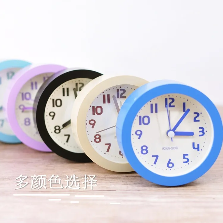 

Factory Direct Nordic Simple Round Small Alarm Clock Silent Desk Clock for Students Bedroom Can Print Logo In Stock