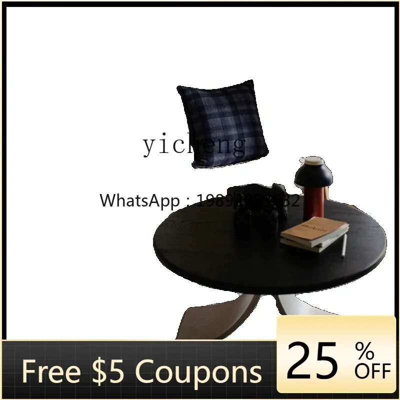 

ZZk Solid Wood round Coffee Table Modern Minimalist Home Dining Table Multi-Functional Tea Table