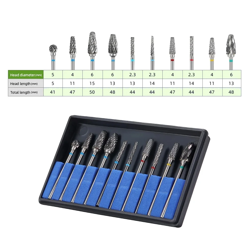 10 Pcs/Box BAISTRA Dental Carbide Drills Kit HP 2.35mm 135℃ Autoclavable Universal Grinding/Removing/Polishing Dentistry Tool