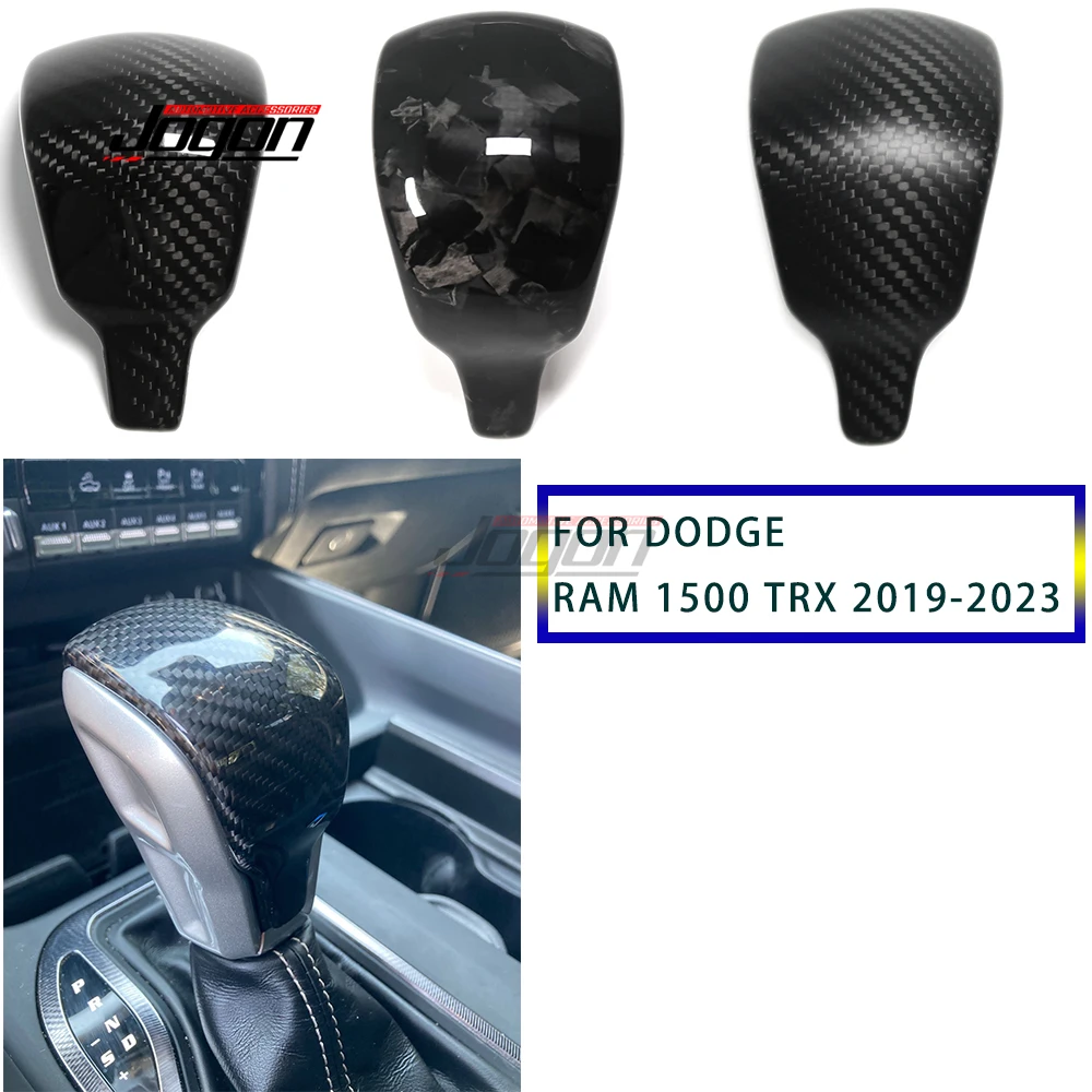 Carbon Fiber For Dodge RAM 1500 TRX 2019 2020 2021-2023 Car Interior Central Gear Shift Head Knob Panel Cover Trim Accessories