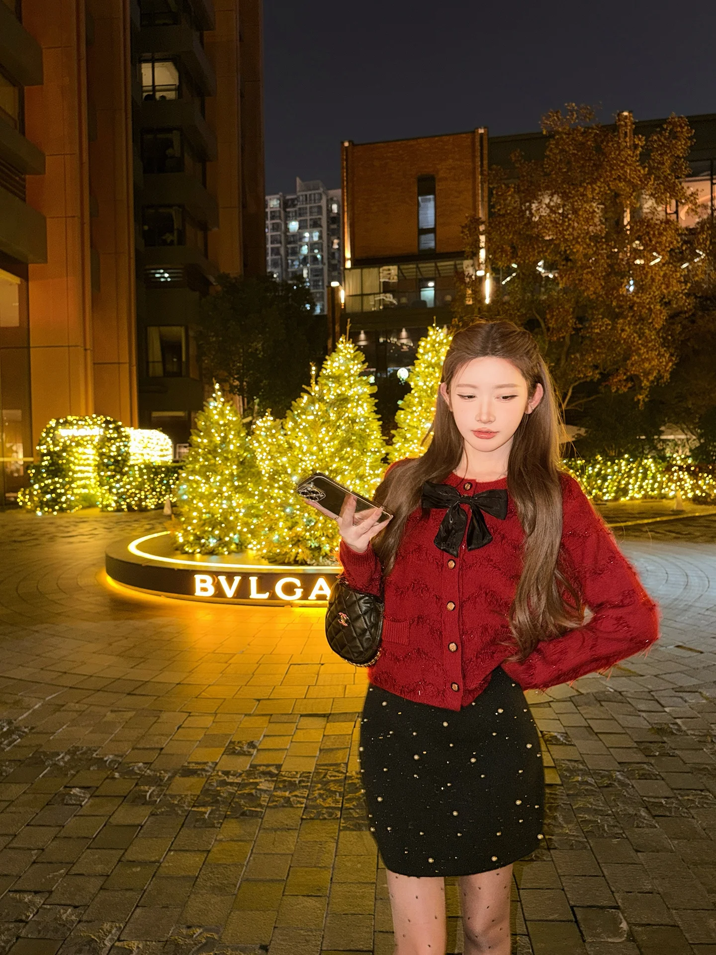 

Chen Daya New Year Red Knitted Sweater Coat Women's Autumn Winter Outerwear Inner Match Loose Sle Knot Bright Tead