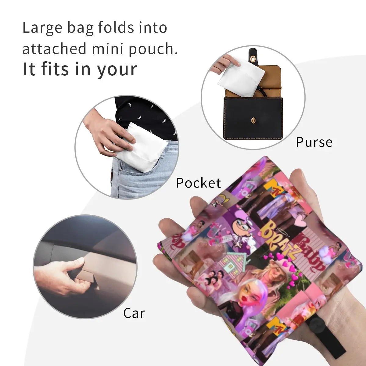 Bratzs-Bolso de mano personalizado para mujer, bolsa de hombro de gran capacidad, con dibujos animados de películas, televisión, Kawaii