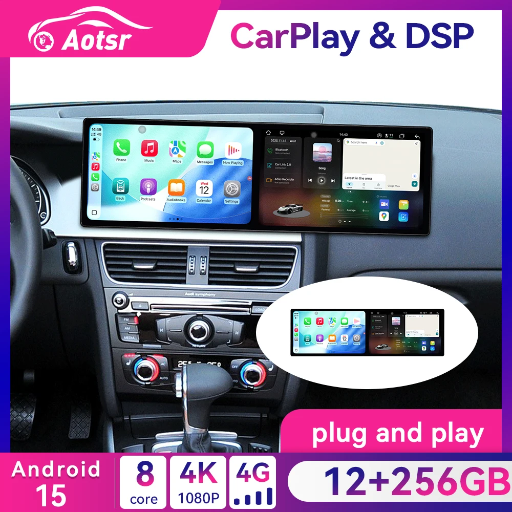

Android 15.0 двойной 9,1 дюйма для Audi A6 2010–2011 Автомобильный HD авто carplay Unit Радио Мультимедийный плеер GPS-навигация Стерео WIFI