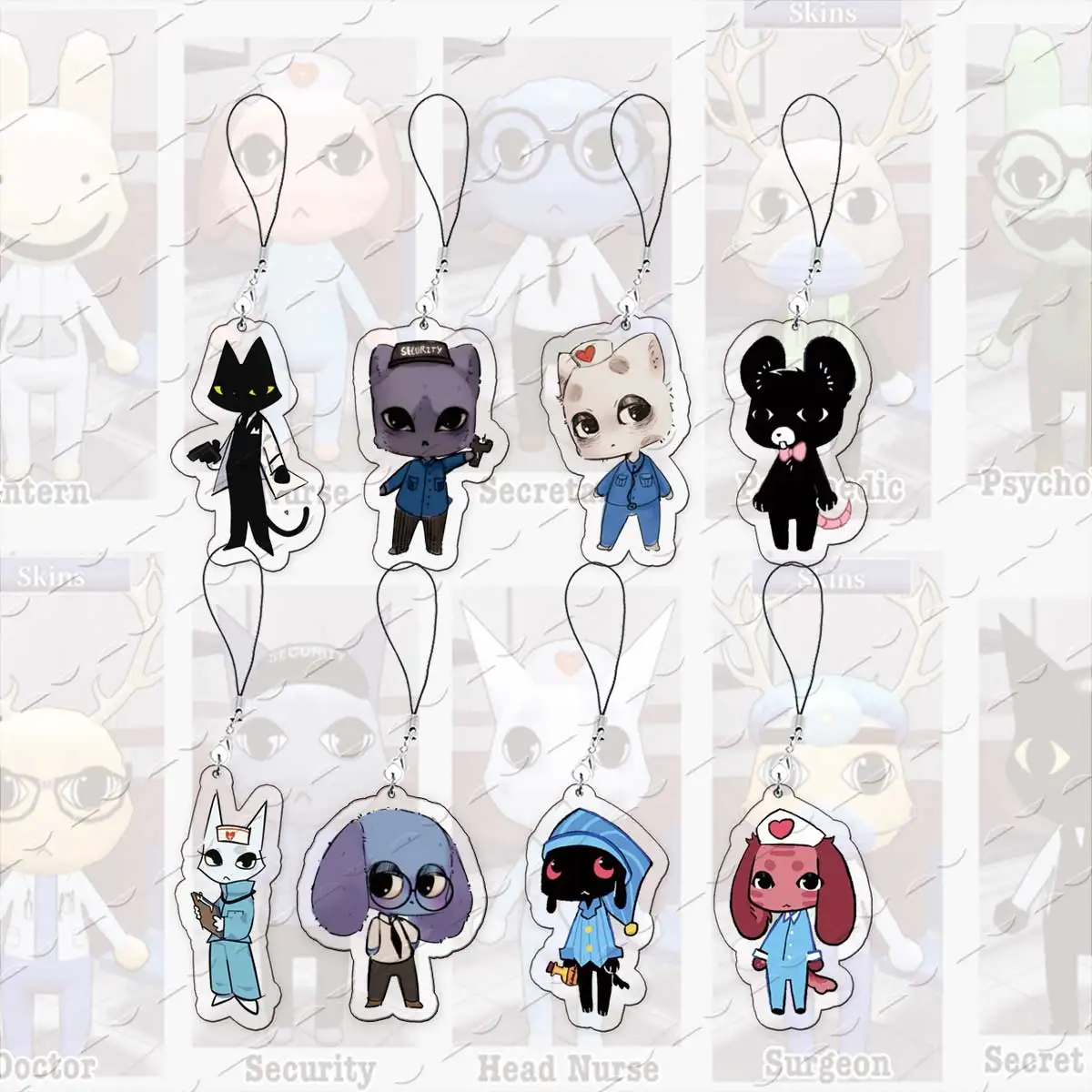 Game Animal hospital Mobile Phone Charms Secretary Ratthew ecret Agent Head Nurse Acrylic Small Pendant Phone Chain Fans Gift