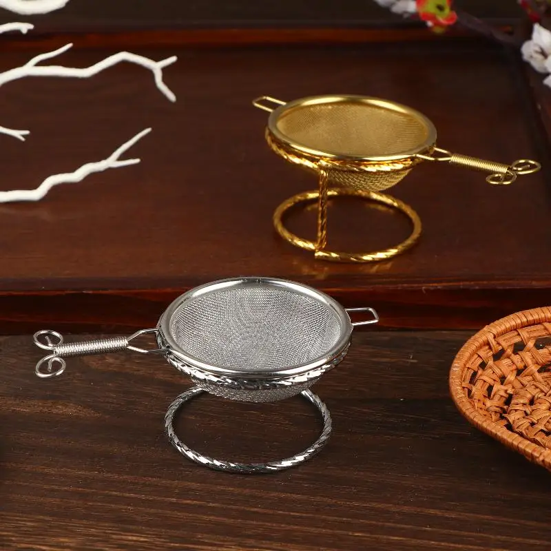 Stainless Steel Tea Strainer With Holder Fine Mesh Tea Filter Tea Infuser For Home Tea Brewing Office Tea Drinking Use