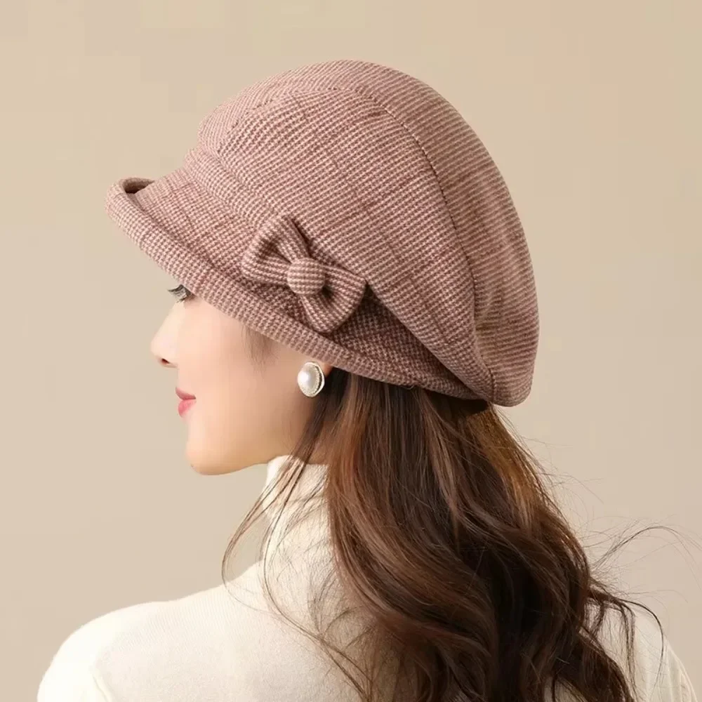 

Women's Winter Warm Bucket Hat, Fashion Fisherman Cap for Autumn Outdoor Travel, Middle Age Elderly Casual Thermal Beanies베레모
