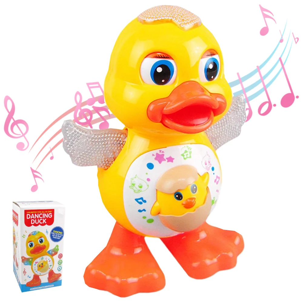 Electric Dancing Duck with Music & Lights Early Educational Toy Baby Musical Duck Toy Cute Musical Cartoon Animal Gift for Kids