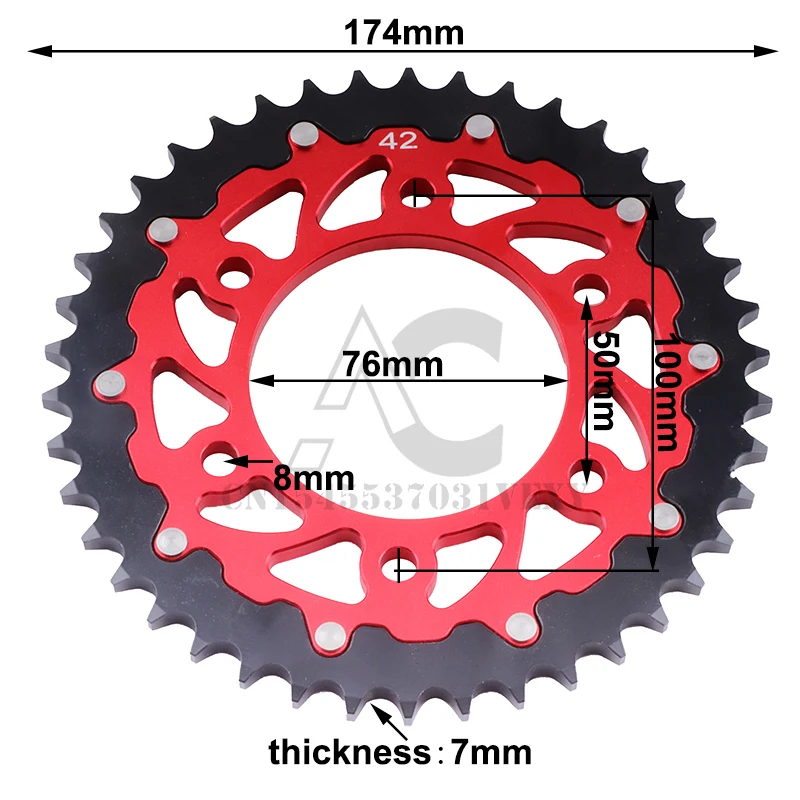 42T Motorcycle Rear Chain Sprocket For HONDA CR CR CRF XR CRM 125 125R 150F 230F 250 250R 230L 250X