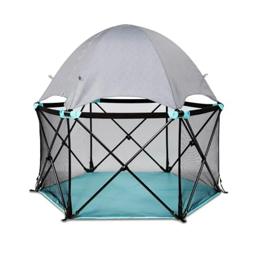 

Summer Infant Pop 'N Play Deluxe Ultimate Playard Aqua Splash Indoor/Outdoor Portable Play Pen with Fast Easy Compact Fold in B