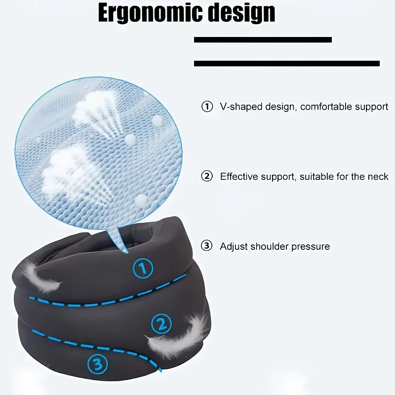 Ergonomic Neck Brace Support Collar Soft Spine Stabilizer for Neck Pain Relief & Posture Correction Adjustable for Home Travel - view 3