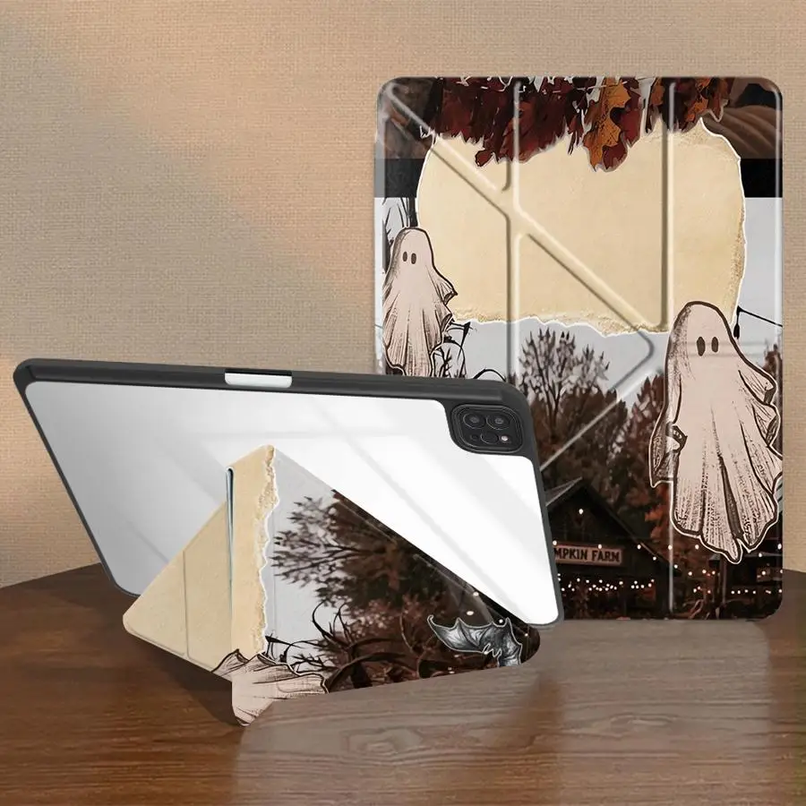 Ghost Pumpkin Field with Pencil Slot Case for Apple iPad 9th Pro M4 13 2025 2026 Mini 7 6 5 12th 10th Gen Air 8 M2 M3 3 11th Air