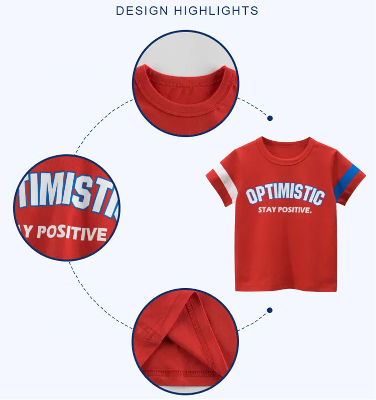 2022 Summer Children Short Sleeve T-Shirts Clothes for Boys Girls Positive Energy Letter Tops Baby Tees Bottoming Shirts