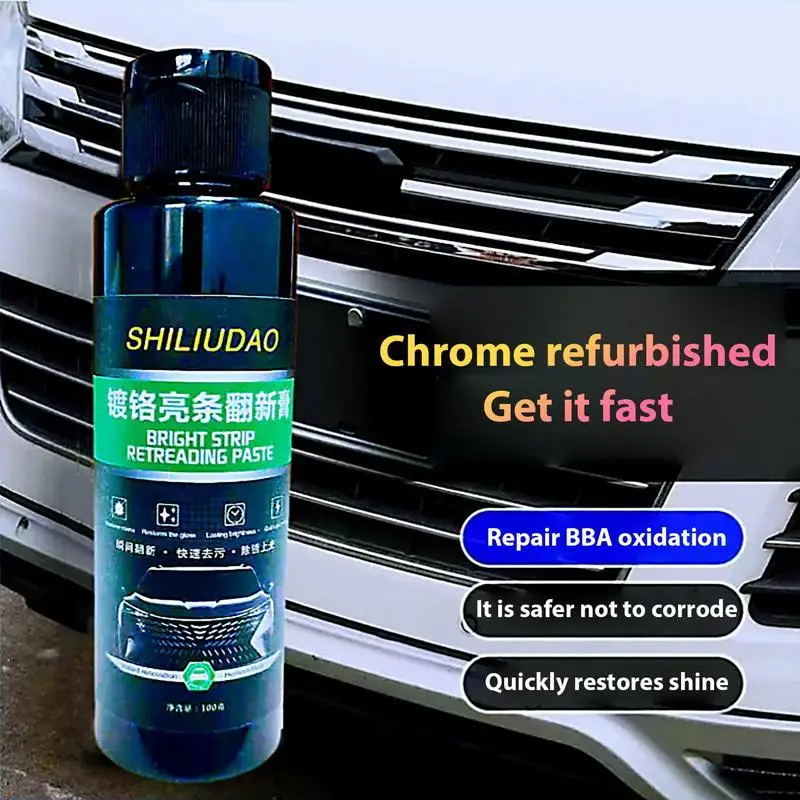 Car Chrome Cleaner Chrome Polish & Rust Remover 100g Multi-Purpose Powerful Effective Car Chrome Polish For Car Motorcycle RV &