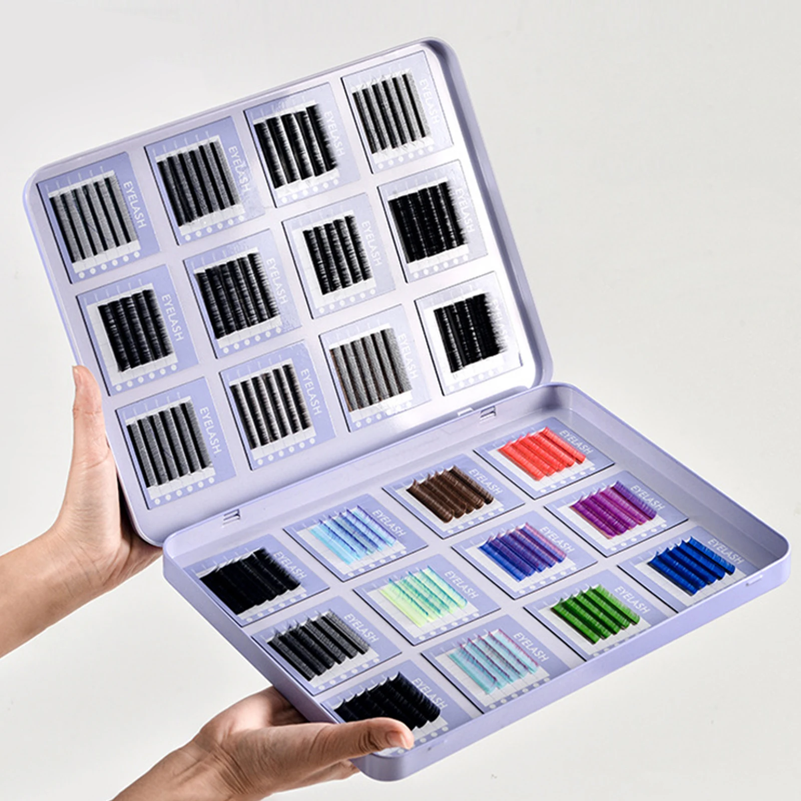 Empty Magnetic Fake Eyelash Storage Box With 24 Diskettes False Eyelash Holder Case Container Travel Pallet Lash Holder