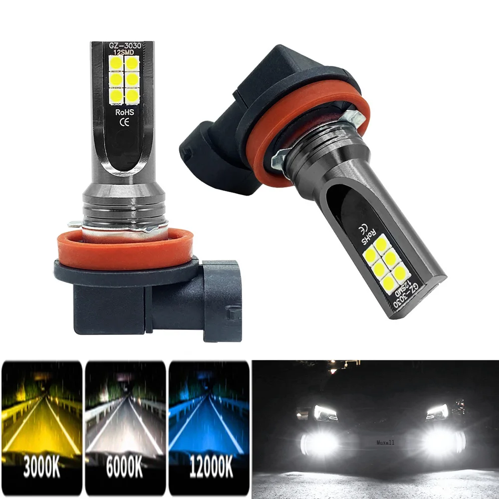 2Pcs H8 H11 H16 JP 9005 HB3 9006 HB4 H7 H4 Led Lamp Super Bright Car Fog Lights Day Driving Running Light 12V 6000K White