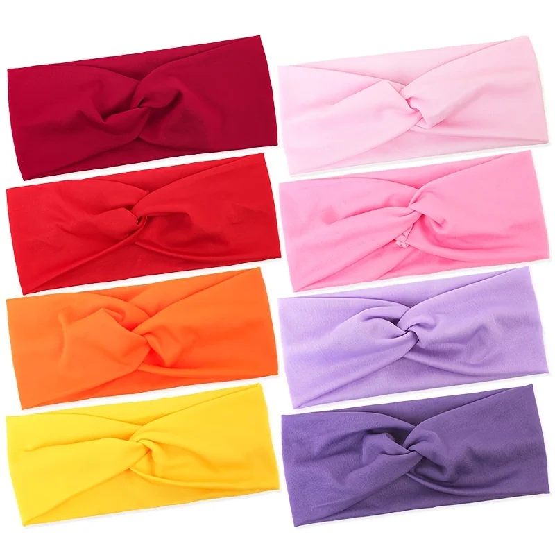 Solid Color Knotted Hairband Elastic Wide Headband Women Unisex Sports Yoga Running Cross Headband Headwear