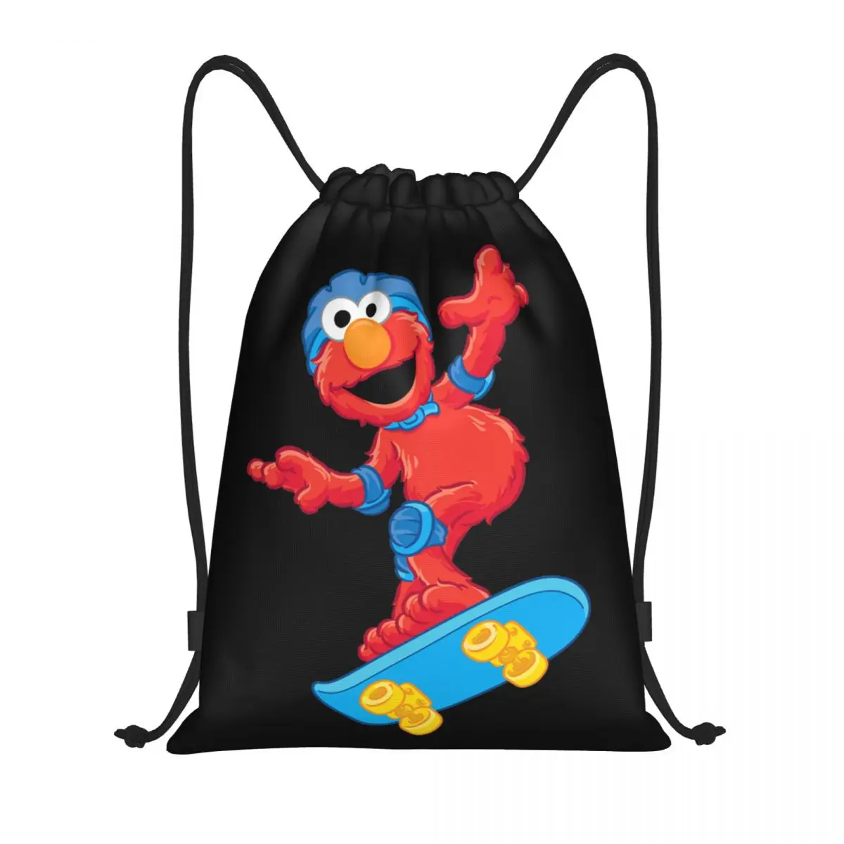 

Custom Sesame Street Drawstring Backpack Sports Gym Bag for Women Men Elmo Skate Cartoon Training Sackpack