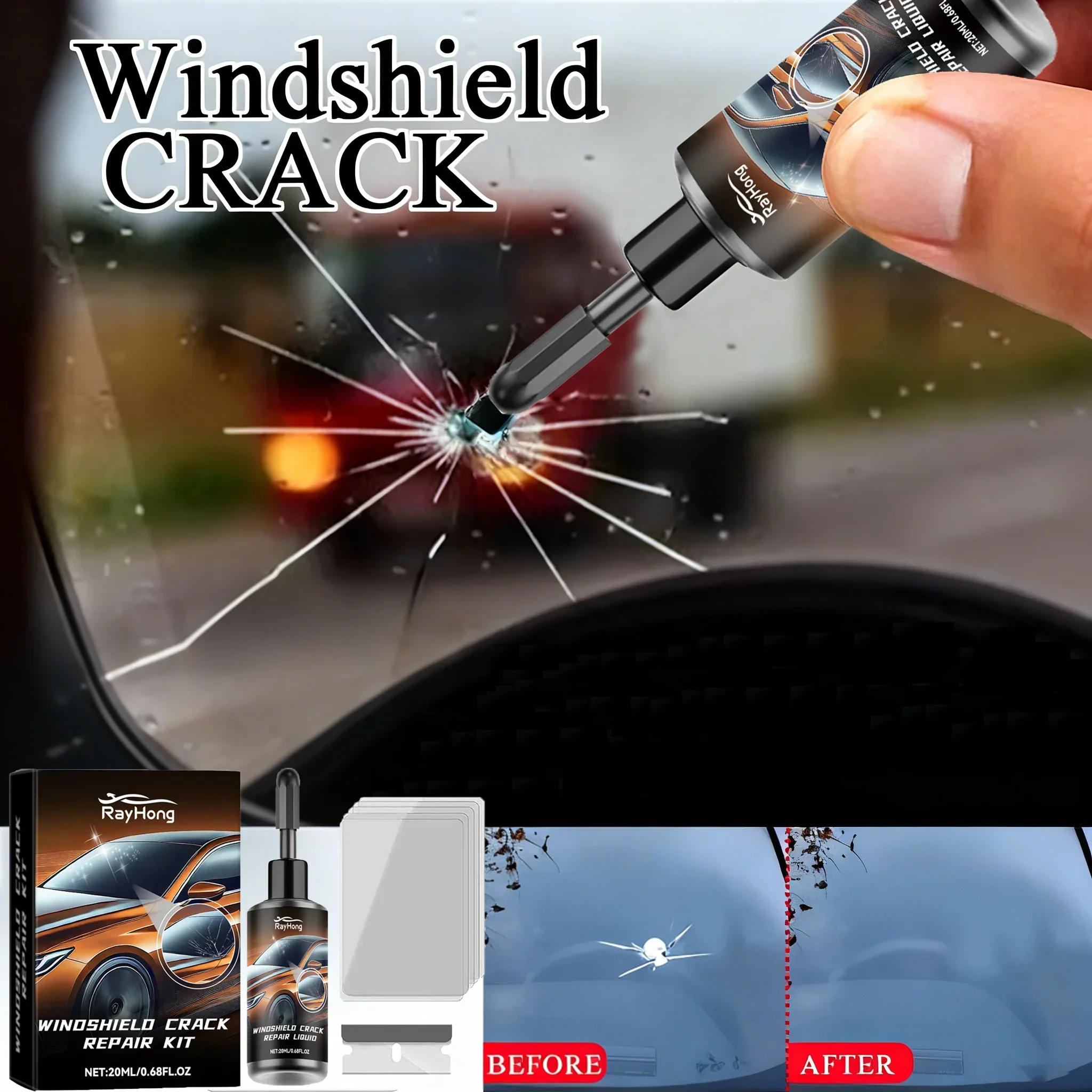 

Windshield Crack Repair Fluid Car Window Repair Resin Windscreen Scratch Crack Restore Fluid Glass Curing Glue Car Accessories
