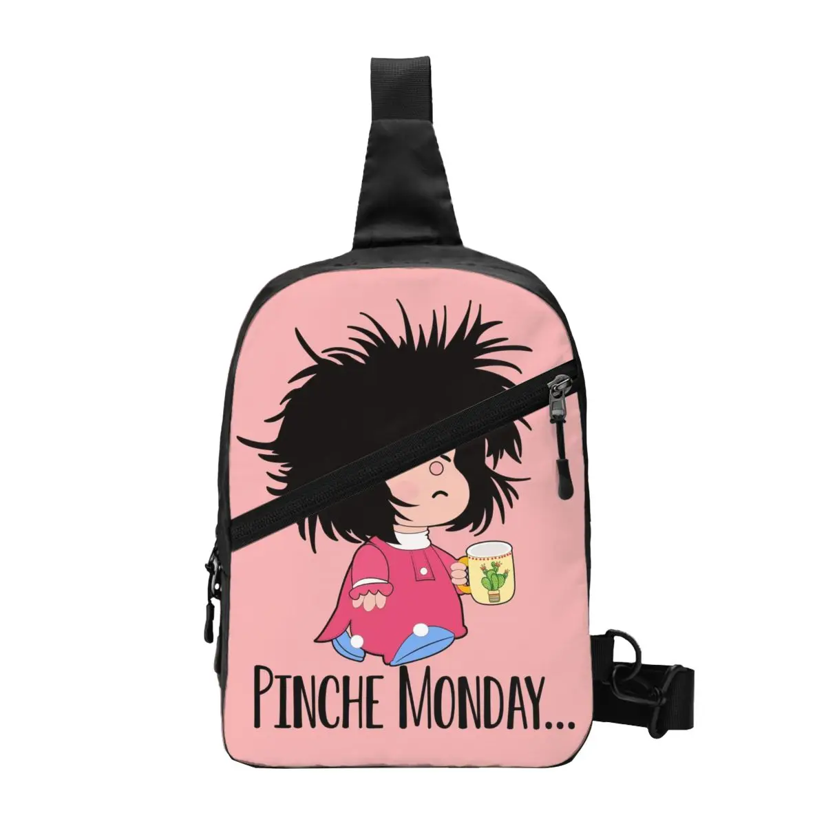 Fashion Pinche Monday Funny Mafalda Sling Crossbody Backpack Men Quino Argentina Comic Shoulder Chest Bag for Travel Cycling