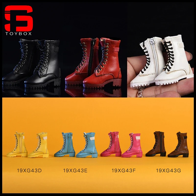 Vstroys 19xg43 1/6 escala soldado feminino zíper meados botas sapatos de couro oco modelo para 12 Polegada figura de ação corpo