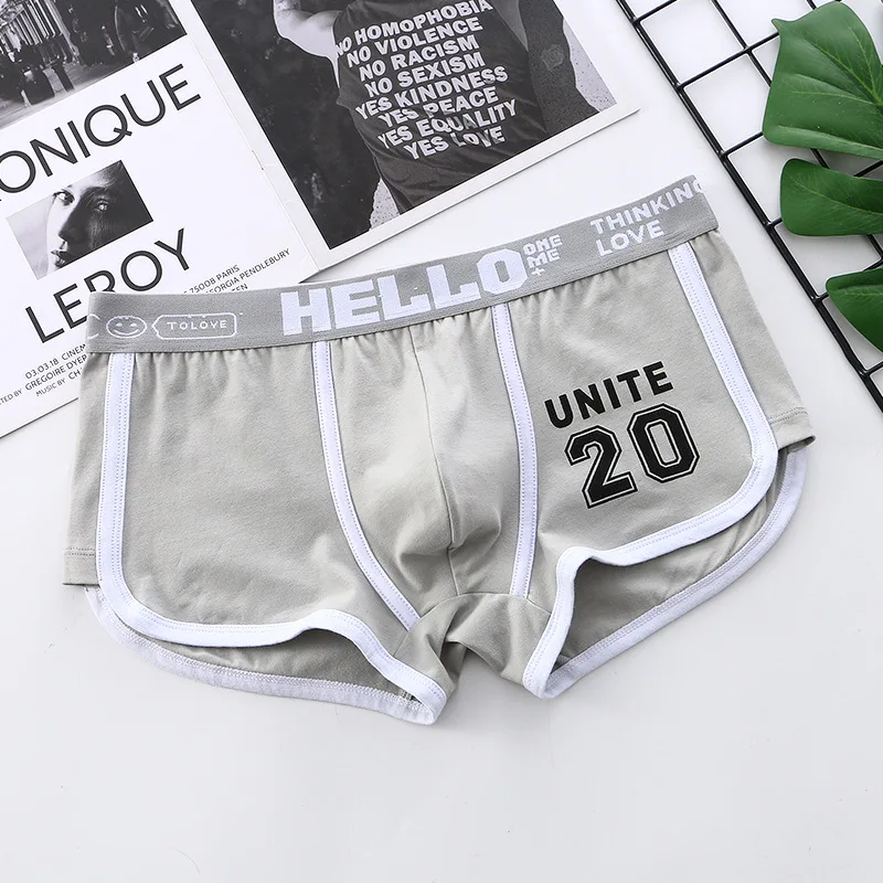 Summer Men Convex Pouch Underwear Printed Cotton Lingerie Medium Waist Panties Male Underpants Youth Man Breathable Boxer Shorts