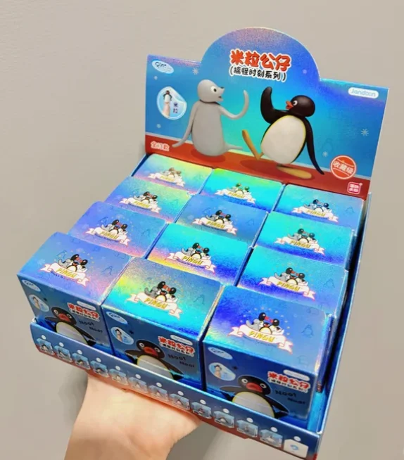 Echte Jandoon Pingu Blind Box Funny Moments Rijstkorrel Pop Pinguïn Familie Mini Figuur Bureaudecoratie Speelgoed
