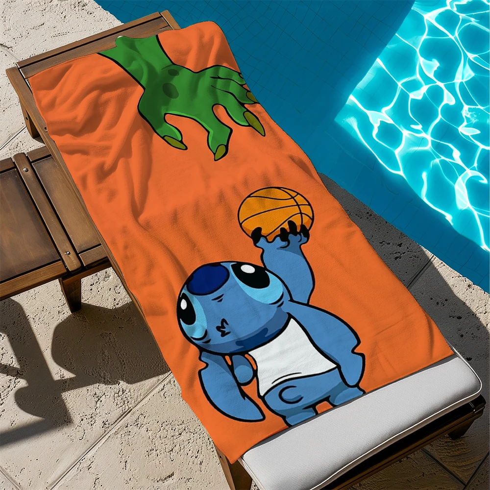 Stitch con Baloncesto en Toalla NaranjaToallas de baño de felpa de microfibra para yoga, viajes, natación, fitness y camping