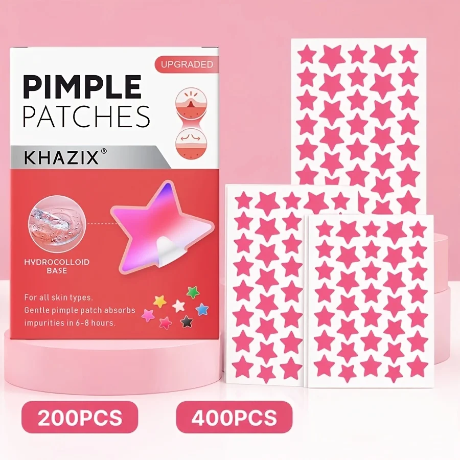 200/400PCS  Pink stars Invisible Water Gel Acne Patch, providing a light, breathable and comfortable coverage