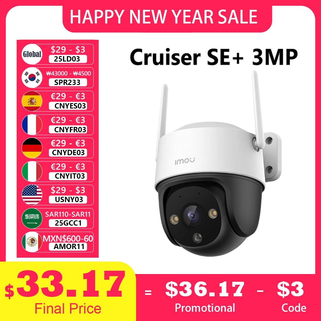 IMOU Cruiser SE+ 3MP/5MP Outdoor PTZ Wi-Fi Camera IP66 Weatherproof Camera Two Way Audio Color Night Vision AI Human Detection