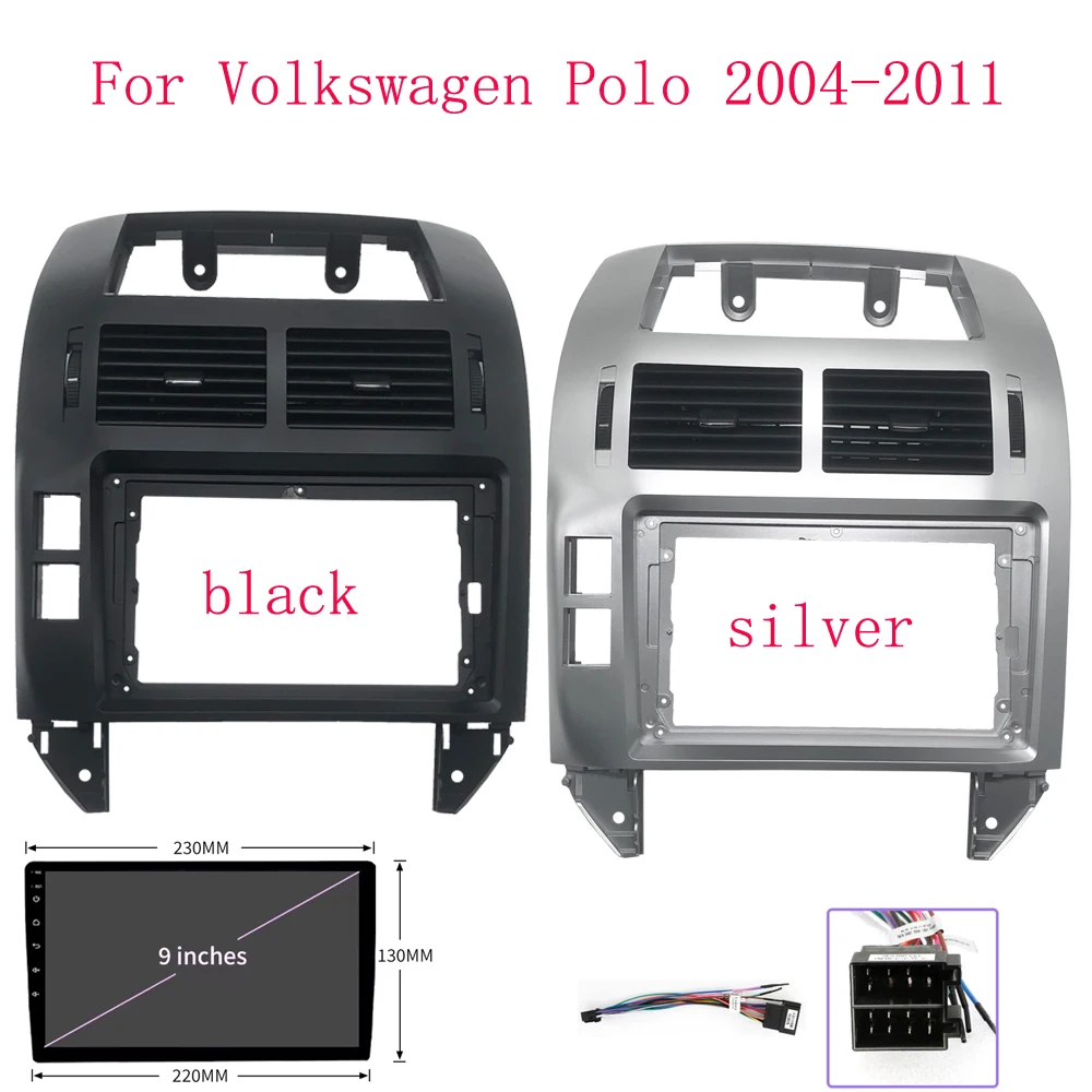 HAOCHEN-Kit de marco estéreo para coche, para VW Volkswagen Polo 2004-2011, placa frontal de bisel de montaje, Interior del coche, salpicadero delantero, Facias centrales