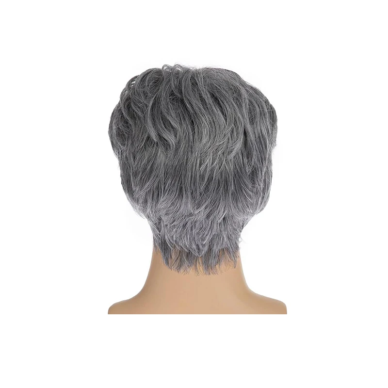 Clearance Sale: 6-Inch Mixed Grey Synthetic Wig, Natural And Realistic, With Side Bangs, Suitable For Men'S Daily Parties