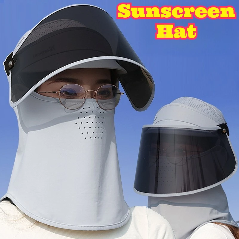 

UV Protection Sun Hat Wide Brim Full Face Cover Breathable Adjustable Lightweight Visor Anti Ultraviolet Summer Outdoor Cycling