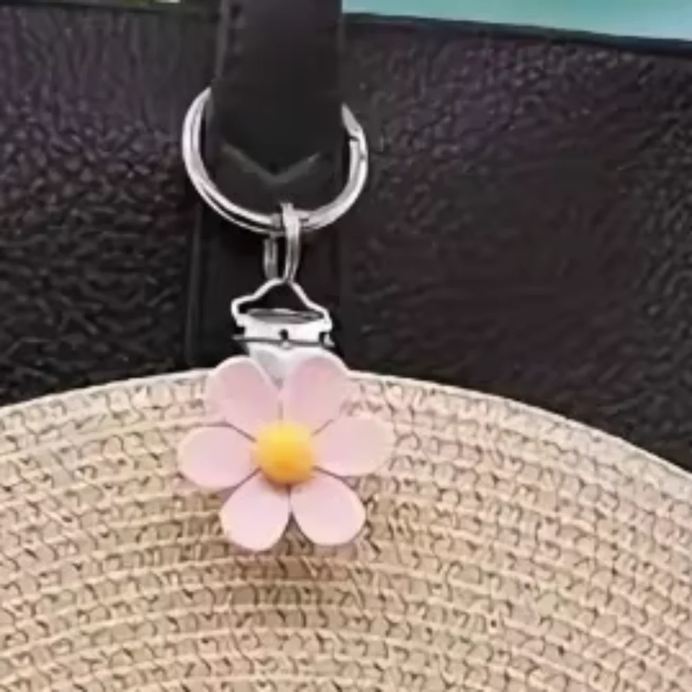 Portable Hanging on Bag Hat Clip Hand Free Lightweight Hanging Hat Clip Flower Shape Sun Hat Storage Clip Outdoor